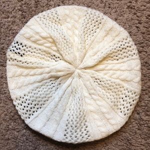 White Cotton-Knit Beret